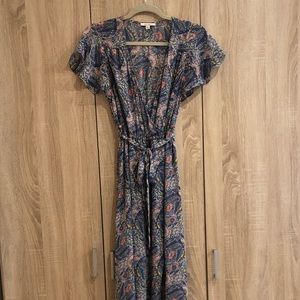 Ella Moss blue floral/aztec maxi dress